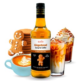 RIO Gingerbread Coffee Syrup, Perfect for Hot or Iced Drinks & Desserts, Spiced & Warming Flavoring Sweetened with Pure Cane Sugar, Barista-Grade Flavor Syrups for Coffee Drinks at Home & Work - 700ml