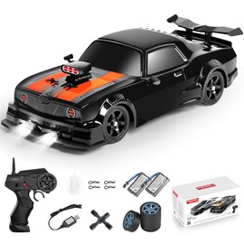 Fistone RC Drift Car 2.4GHz 1:16 Scale 4WD 18KM/H High Speed Remote Control Car with LED Lights, 2 Batteries and Rubber Tire, Racing Sport Toy Vehicle for Adults, Boys, Girls, and Kids