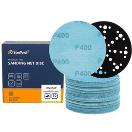 SpeTool Net Sanding Disc, Anti-Blocking 6 Inch Sanding Discs with Sander Pad Saver, 30 Pieces Sandpaper Discs, Grit 400, Dustless Hook and Loop Mesh Sandpaper for Wood, Drywall, Metal, Epoxy Resin