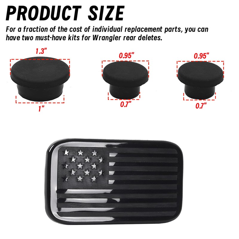 VIKOS Products (Combo Pack) 3 Pieces Wrangler Tailgate Plugs and