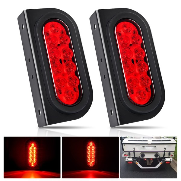 Nilight 6Inch Oval Trailer Tail Light with flush Mount Grommets