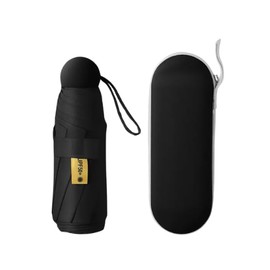 Compact Fold Mini Umbrella with Capsule Case (Black)