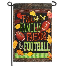 Fall Football Garden Flag 12 x 18 Inch Double Sided Fall Is For Family Friends Football Autumn Seasonal Holiday Yard Outdoor Decoration(A)
