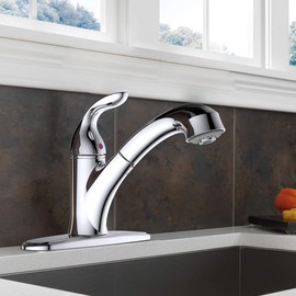 Aquenture PF6006-CH 8\ Single Handle Pull Out Kitchen Faucet with Easy Install QuickNut Peridot, Chrome