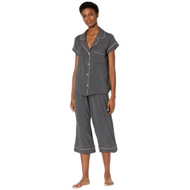 Eberjey Gisele - The Cropped Pajama Set Graphite/Sorbet Pink XS