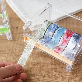 Jieddey Tape Dispenser,2 PCS Transparent Washi Tape Cutter Acrylic Sticker Cutters Roll Tape Holder Organizer Desktop Masking Holders for Office School Home
