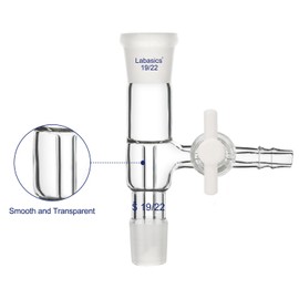 Labasics Glass Adapter, Vacuum Borosilicate Vertical Glass Adapter Removal, Vacuum Take-Off Adapter with PTFE Stopcock, Standard 19/22 Connection