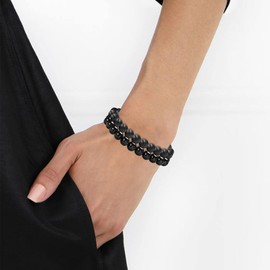 Black Tourmaline Bracelet for Women Men Shungite Bracelet Obsidian Bracelet Triple Protection Bracelet Adjustable for Men Women