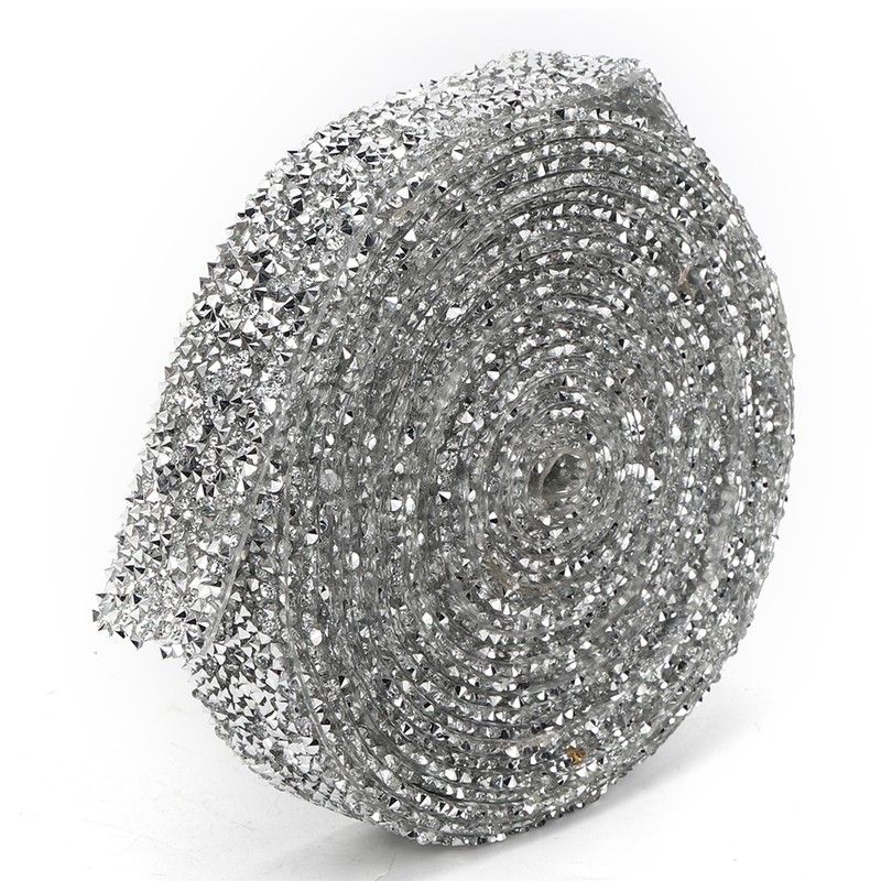 Rhinestones Trim Silver Base Ribbon DIY Hand Made Decoration Phone