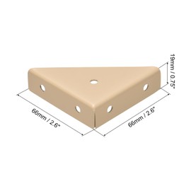 uxcell 4Pcs Angle Corner Brackets 66mm x 66mm, Cold Rolled Steel Braces Joining Support with Screws for Desk Bed Edge (Khaki)