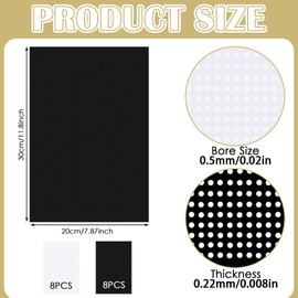 16 Pcs 0.5mm 11.8" x 7.87" Fursuit Eyes Mesh, Plastic PVC Mesh Sheet Waterproof Printable for Mask Furry Cosplay Props Fursuits Sculpting Supplies, Black and White