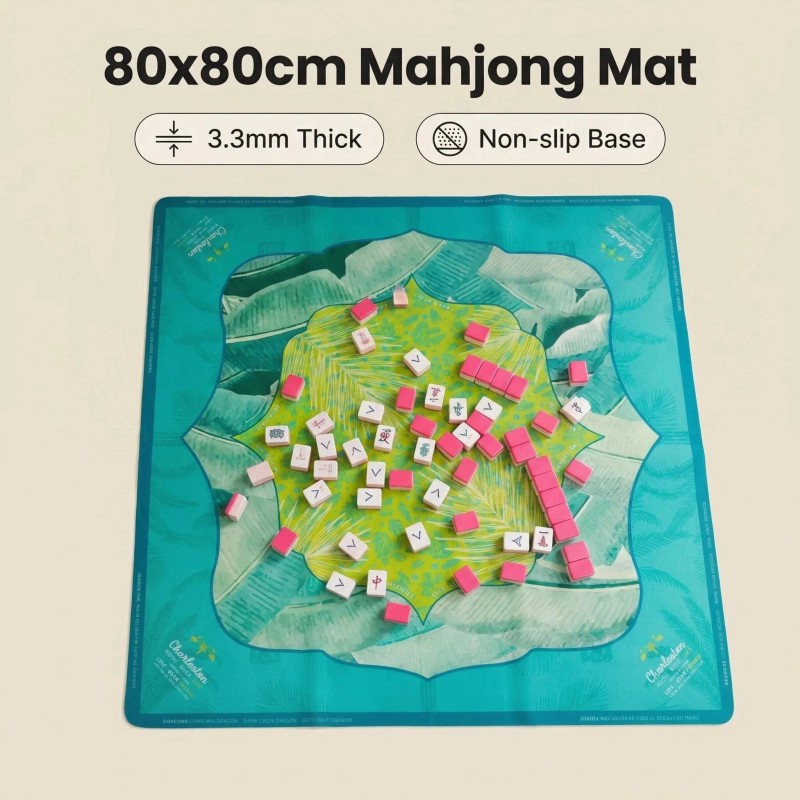 Aesthetic Watercolor Mahjong Mat, Durable & Easy Clean Blue-Green Game
