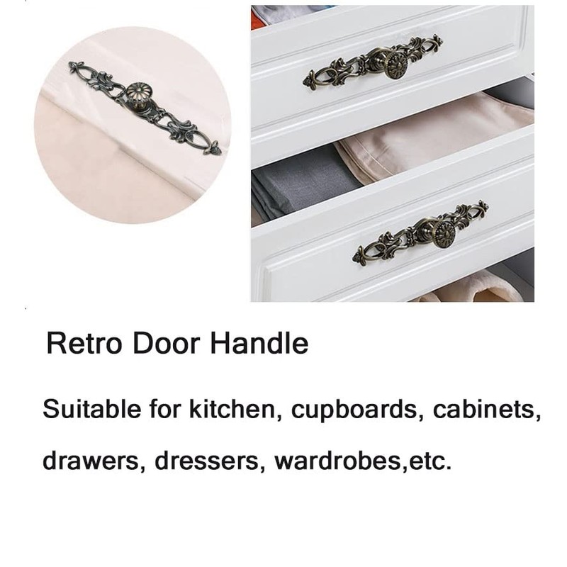 2PCS Retro Door Handle Metal Knob Cabinet Handle Brass Bronze