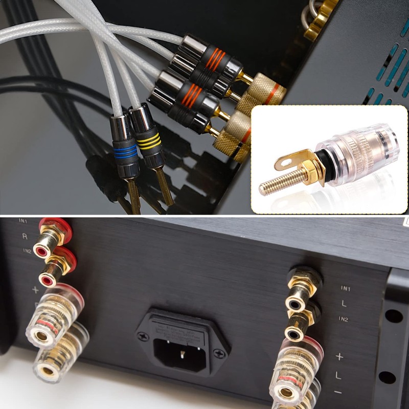 Facmogu 2 Pairs Mini Gold Plated Insulated 5-Way Binding Post