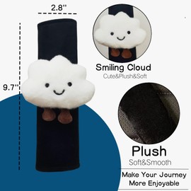 Zigihos 2/4 PCS Cute Seat Belt Cover Pads, Cartoon Cloud Seatbelt Covers for Kids and Adults, Soft Seatbelt Cushion, Car Seat Strap Pads (4)