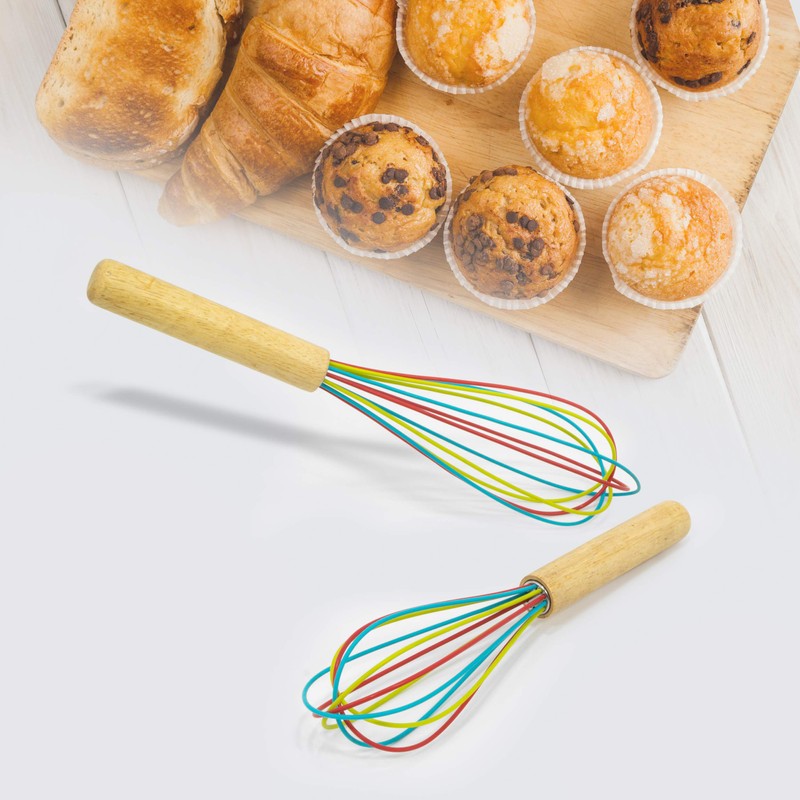 ExcelSteel Silicone Stainless Steel whisks, 10", Tri-color