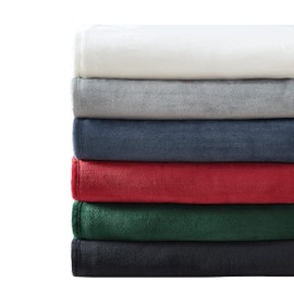 Nautica- Queen Blanket, Super Soft Plush Fleece, Warm & Cozy Bedding (Solid Red, Queen)