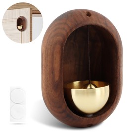 Oval Magnetic Hanging Door Bell, Loud Sound Wooden Zen Grip Doorbell Chime, Hanging Wood Shop Keeper Bells for Business Door Opening, Entrance Decoration (Black Walnut)