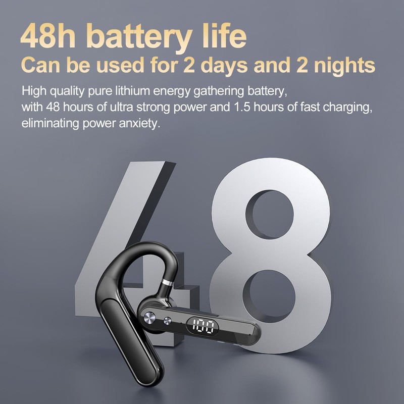 NVAHVA Single Bluetooth Phone Earpiece 48Hrs Earbud One Ear Piece