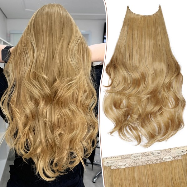 KooKaStyle Invisible Wire Hair Extensions Long Wavy Layered Synthetic Hair