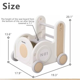 Children's Train Toy Box,Cart for Toddlers 1-3 with Wheels, Drawstring, and Handle for Riding, Walking, Towing, and Storage. Load Capacity 170LBS Great Gift for Toddler Boys and Girls(Train-Khaki)