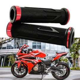 7/8" Motorcycle Hand Grips, Aluminium Motorcycle Rubber Grips for CBR Shadow Ninja GSXR YZF (Red)