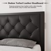 Feonase Queen Size Metal Bed Frame with Faux Leather Button
