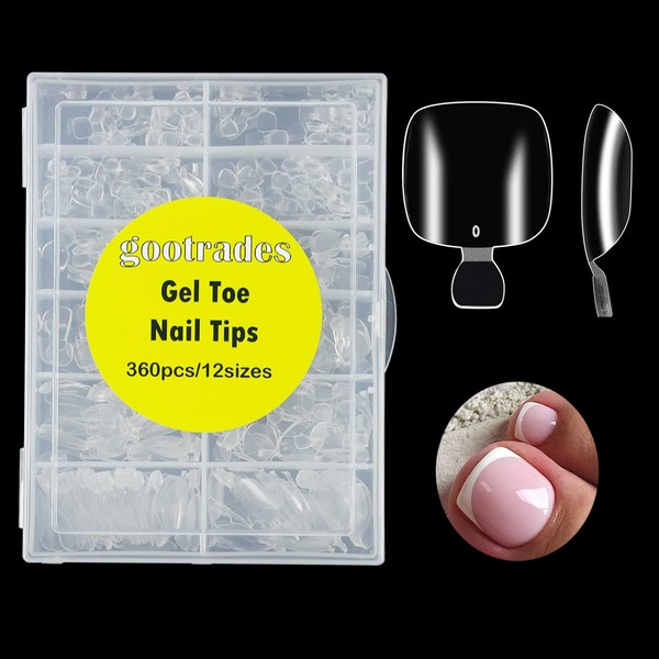 gootrades 360Pcs Soft Gel Toe Nail Tips for Soak off