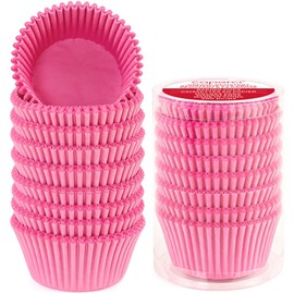 Standard Pink Cupcake Liners for Baking 200 Counts - Caperci Greaseproof Muffin Baking Cups for Wedding Birthday Party Baby Shower Festivals (Pink)