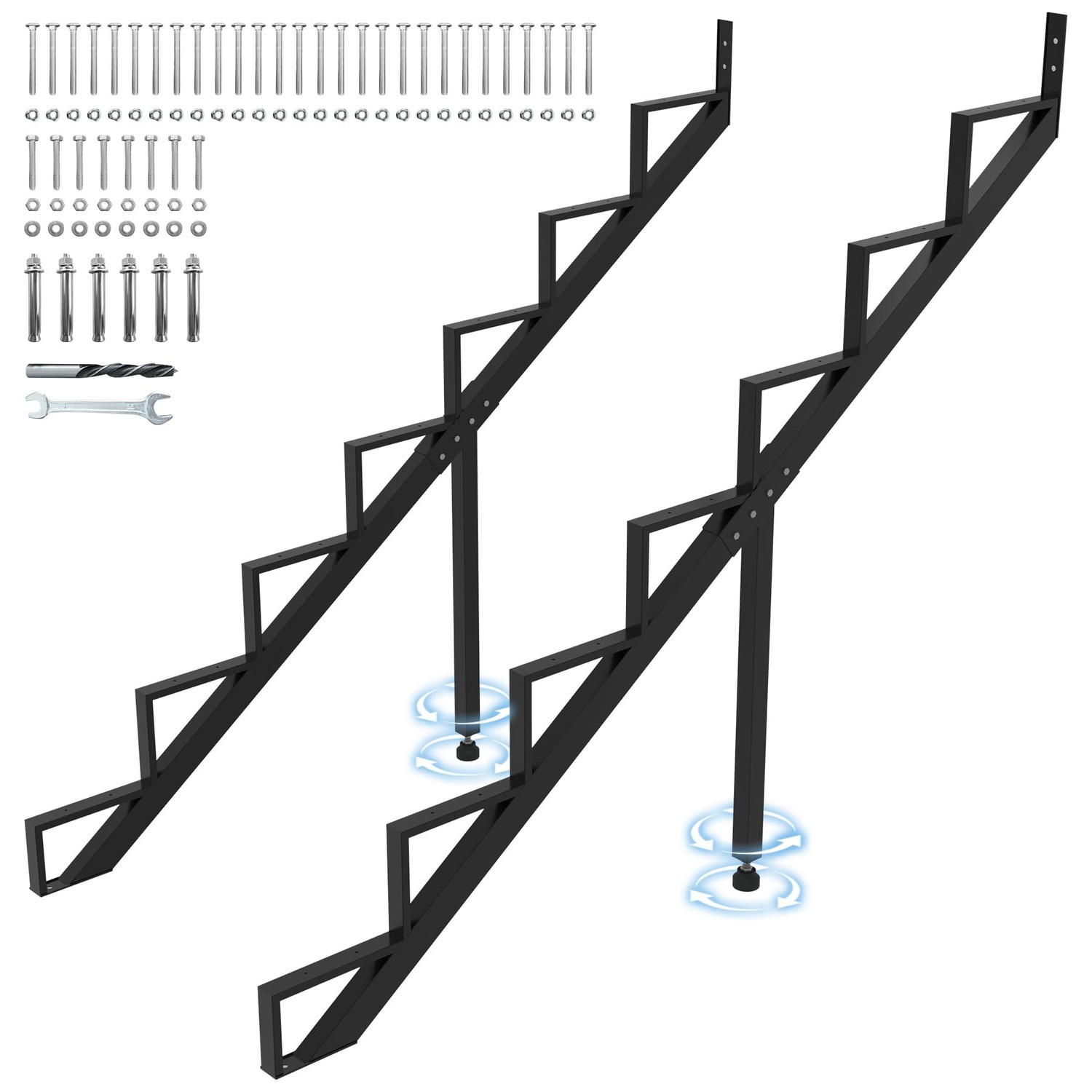Toriexon Steel Stair Step Riser 7-Step, Metal Stair Stringer with ...