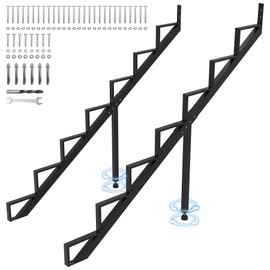 Toriexon Steel Stair Step Riser 7-Step, Metal Stair Stringer with Reinforcing Support Legs, Heavy Duty Steel Stair Stringer for 57.5" Height Deck and Outdoor Steps (2 Pack)