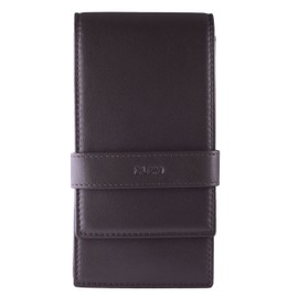 DiLoro Leather Quad Pen Case Pencil Pouch Holder for Four Fountain Ballpoint Rollerball Pens and Pencils (Nappa Brown)