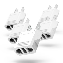Fosmon European Adapter, EU to USA & Canada Travel Adapter Plug, 2 Prong Universal Power Converter - White (5 Pack)