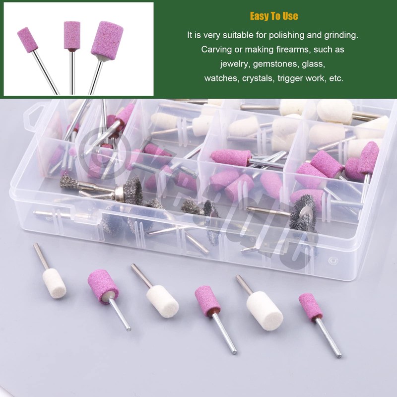Keadic 69Pcs Rotary Tool Accessories Contains Wool Felt Mounted Mandrel