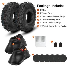 GREHUA 4.10-4 4.10/3.50-4 410/350-4 Tire and Inner Tube Replacement for Go Kart ATV Lawn Mower Snow Blower Hand Truck Dollies Wheelbarrow Rototiller Compressor Generators Parts 2 Pack