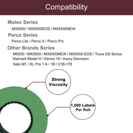Motex 1 Line Labels - 8,000 Green Blank Price and Date Gun Labels, Fits MX-5500 and Perco 1 Line Price and Date Guns