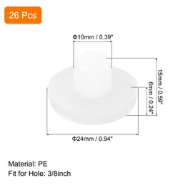 uxcell 26Pcs Glass Table Top Bumpers with Stem, 10mm/0.39Inch White Rubber Bumper Grippers Anti Collision Slip Glass Table Spacers for Patio Table Cabinet Furniture (Fits 3/8Inch Hole)