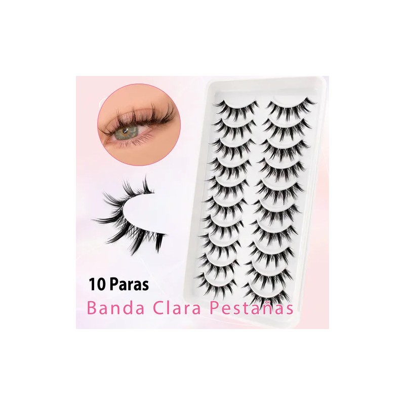 10 Pares De Pestañas Manga De 12 Mm, Pestañas Postizas