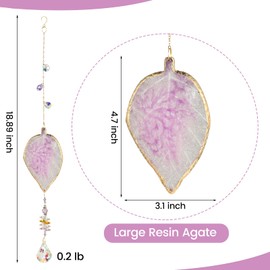 Hanging Crystal Suncatcher, Sun Catchers Indoor Window, Leaf-Shaped Crystal Hanging Ornament, Hanging Crystals for Decoration, Birthday Gift (Purple)