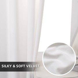 Guibaf White Velvet Curtains 108 inches Long Grommet Soft Velvet Curtains for Bedroom Bleach Light Blocking Thermal Insulation Drapes Set of 2 Panels 52”x108”