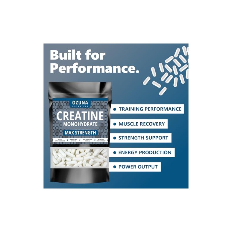 Creatine Monohydrate 3000mg | 60 Vegan Capsules | Micronised for