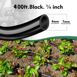 Bonviee 400ft 1/4 inch Drip Irrigation Tubing, Drip Irrigation Hose, Garden Watering Tube Line for Garden Watering System