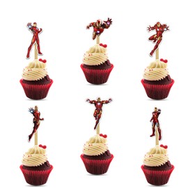 Irn man Cupcake Topper – Bold Superhero Cupcake Decoration for Themed Parties, and Birthday Celebrations
