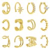 AoedeJ Fashion 12pcs Ear Cuff Earrings Cubic Zirconia Small Gold