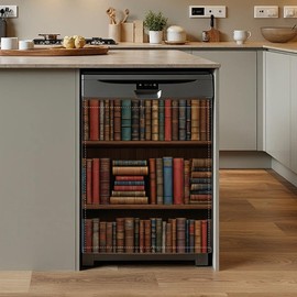 Bookshelf Theme Dishwasher Magnet Cover,Front Dishwasher Cover Decoration Reusable Decorative Magnetic Cover for Home Kitcen Appliance 23x26 Inch