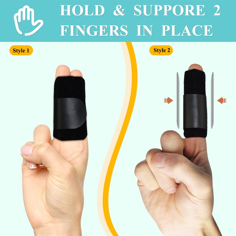 Upgraded Finger Splint Finger Buddy Splints with 2 Metal Bars,