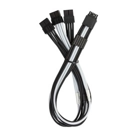 CableMod ModMesh Pro Sleeved 12VHPWR StealthSense PCI-e Extension (Black + White, 16-pin to Triple 8-pin, 45cm)