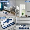 Luxury Shark Bathroom Rugs, Cute Blue Bath Mat with Navy