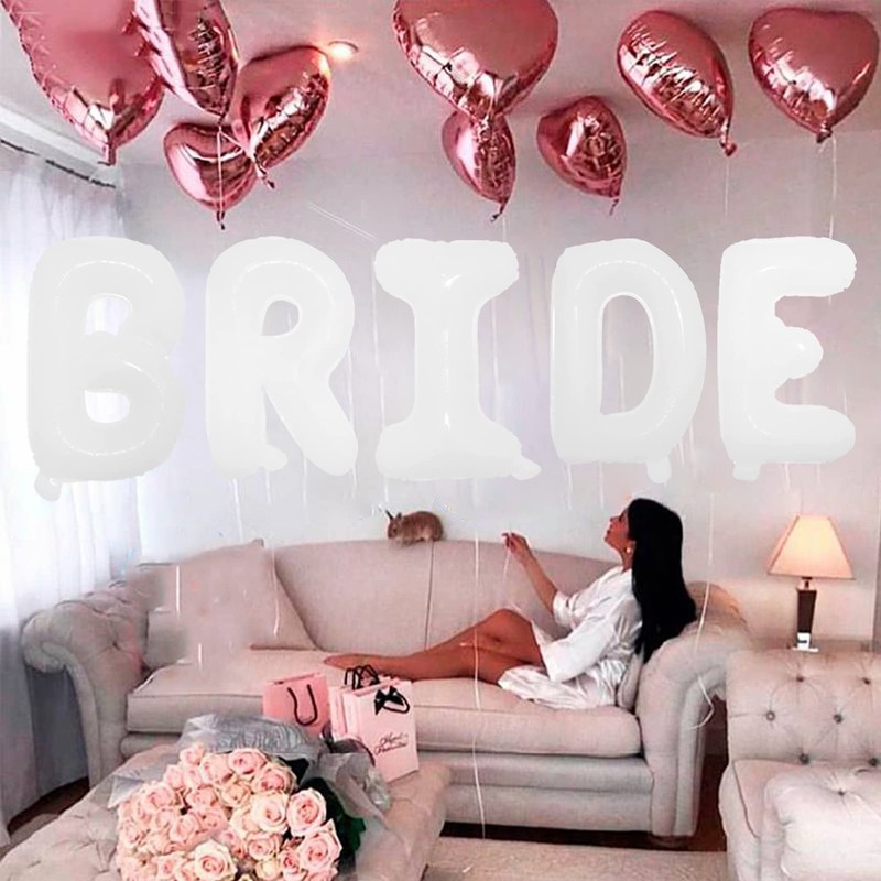 Tellpet White Bride Balloons for Bridal Shower, Bride To Be