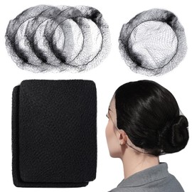 LEOBRO Black Hair Nets, 60 pcs Hair Nets for Food Service Workers, Invisible Nylon Hair Nets for Women and Men, Kitchen Hairnets for Foodservice, Hair Nets for Buns, 24 inches